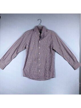 Eton Slim Fit Checkered Button-Up Dress Shirt Mens Size 40 Multicolor